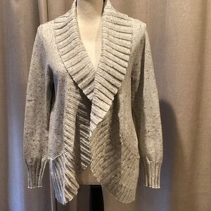 Talbots Light Gray Cardigan with Ribbed Shawl Collar, size medium.